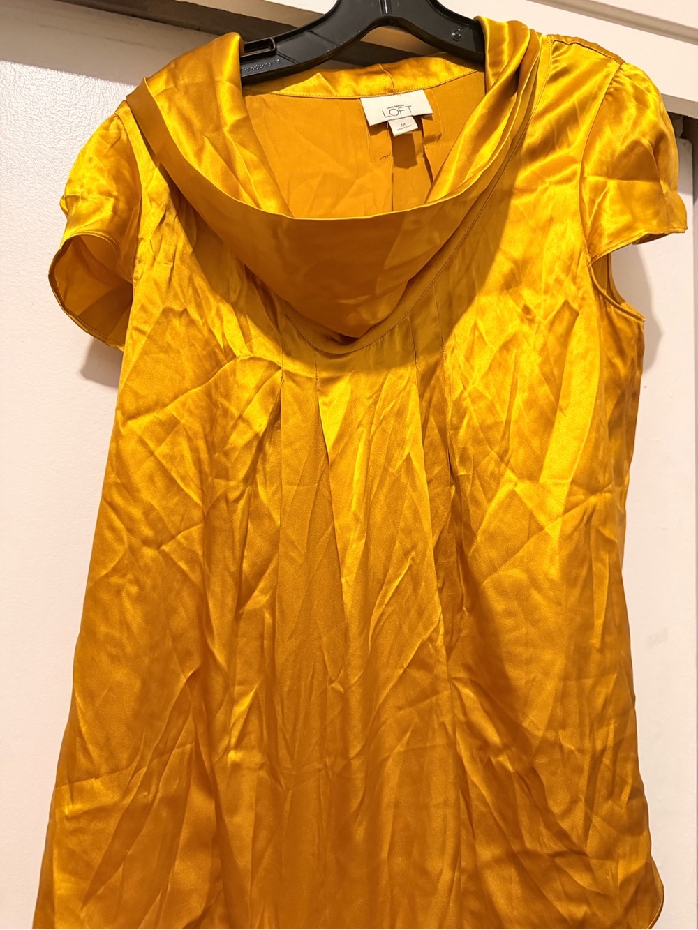 LOFT Golden Yellow Satin Cowl-Neck Blouse